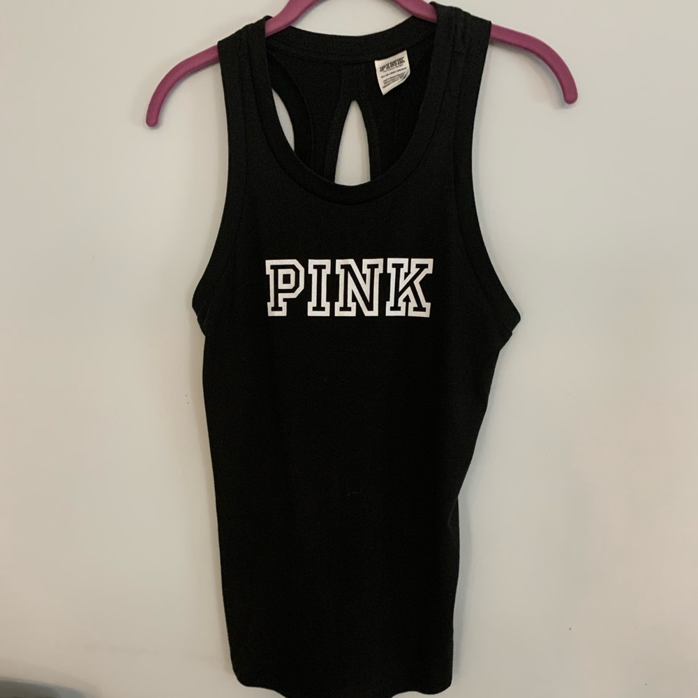 Pink Victoria’s Secret black Tank Top size extra small excellent condition . (F)